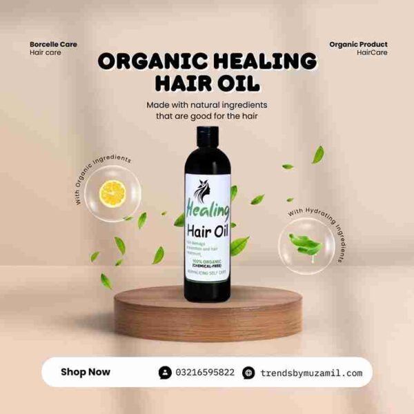 Organic Healing Hair Oil 225ml - Image 3