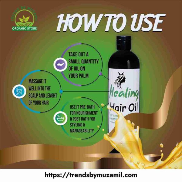 Organic Healing Hair Oil 225ml - Image 2